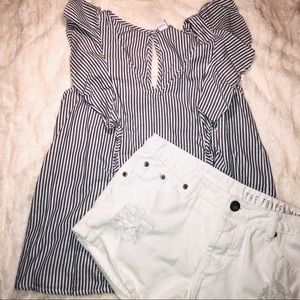 Cotton On Frayed White Mid Rise Jean Shorts Size 8